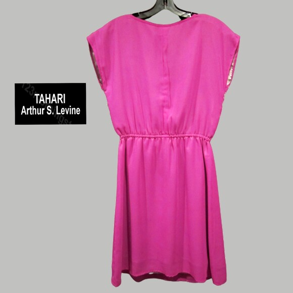 TAHARI ASL NEW Embellished Silver Ribbon Violet Cocktail Sheath Mini Dress — XS - Picture 3 of 13